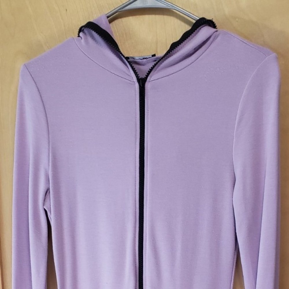Fashion Nova Hooded Midi Dress with zip front in Lavender, size large